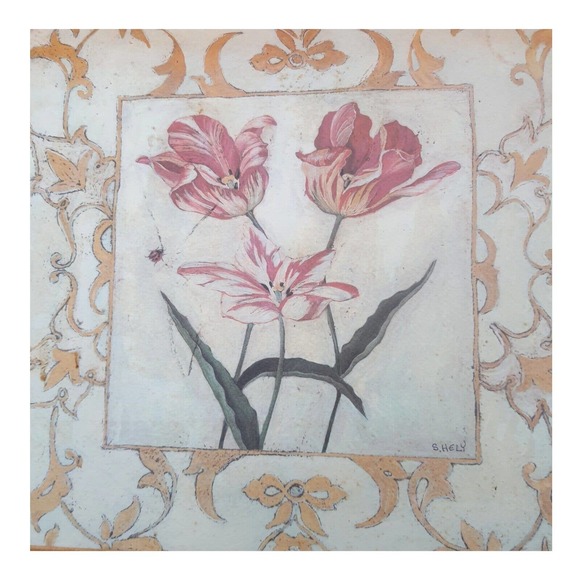 Vtg Wood Italian Floral Serving Tray Artist Signed Shelley Hely Platter Antique - Picture 5 of 16